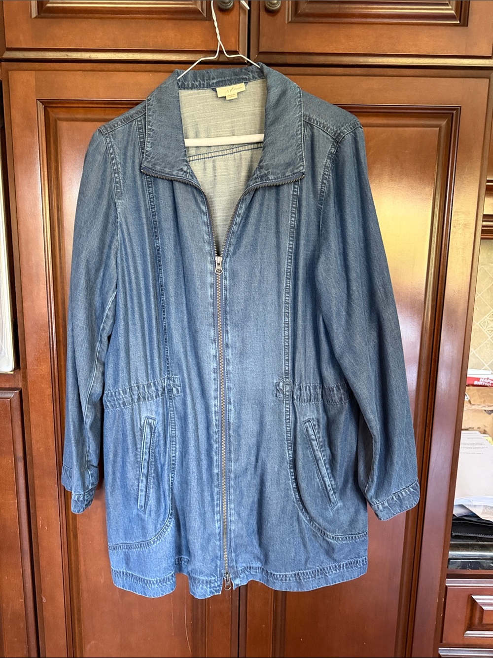 J. Jill Light Blue Denim Zip-Front Jacket